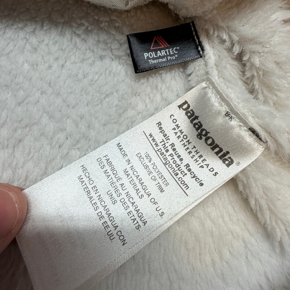 Patagonia Re-Tool Snap-T Fleece Pullover Cream White Polartec Womens Large - Picture 6 of 7